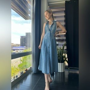 vintage denim midi dress